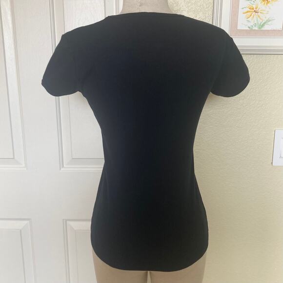 Women’s black rhinestone wine tee, short sleeve embellished graphic T-shirt - Picture 3 of 6